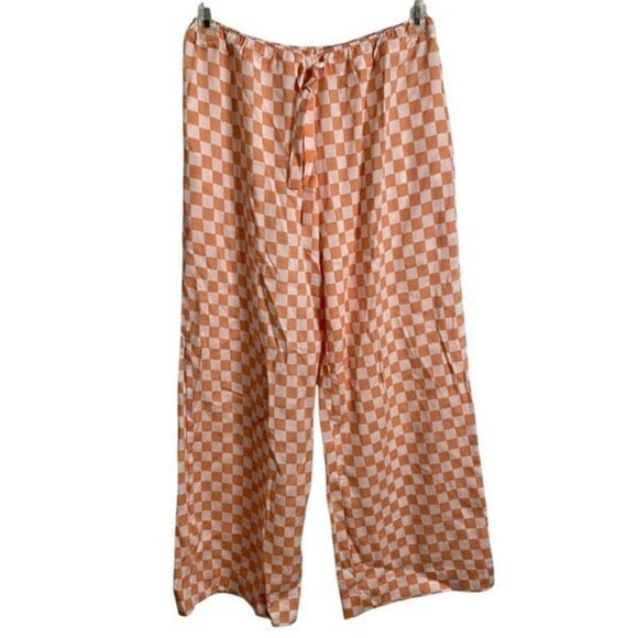 The Lullaby Club Womens Wide Leg Lyocell Pant S/M Sherbet Checkerboard Bloquette - Picture 1 of 7